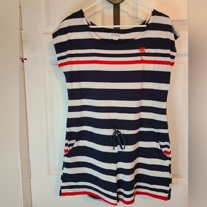 (485) Exist, Woman's One Piece Romper Shorts, Size: Large Color: Black/White